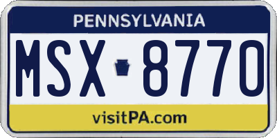 PA license plate MSX8770