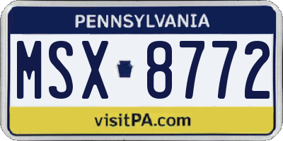 PA license plate MSX8772