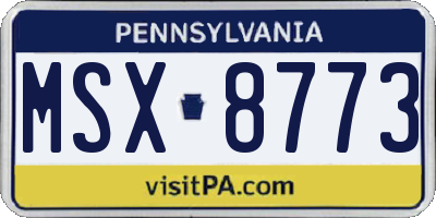 PA license plate MSX8773