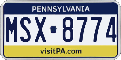 PA license plate MSX8774