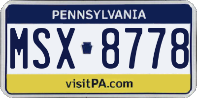 PA license plate MSX8778