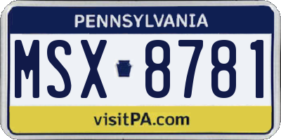PA license plate MSX8781