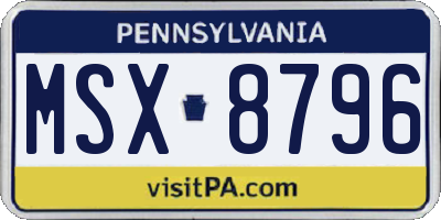 PA license plate MSX8796