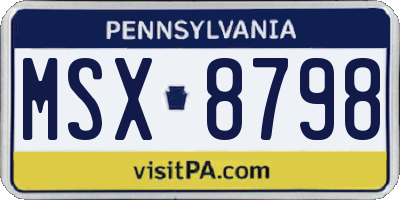PA license plate MSX8798