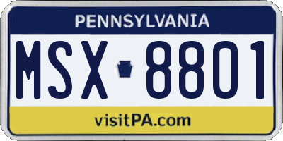PA license plate MSX8801