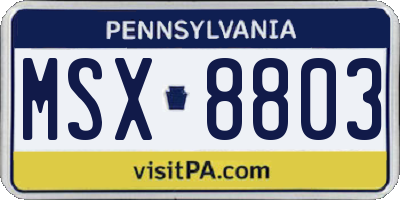 PA license plate MSX8803