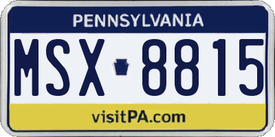 PA license plate MSX8815