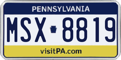 PA license plate MSX8819
