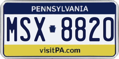 PA license plate MSX8820