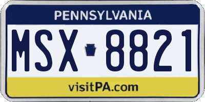 PA license plate MSX8821
