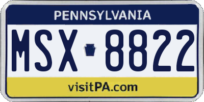 PA license plate MSX8822