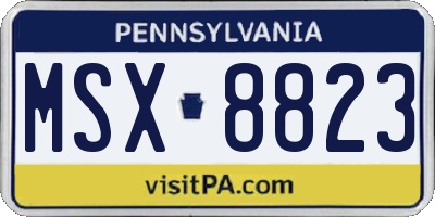 PA license plate MSX8823