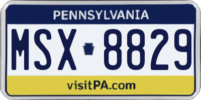 PA license plate MSX8829
