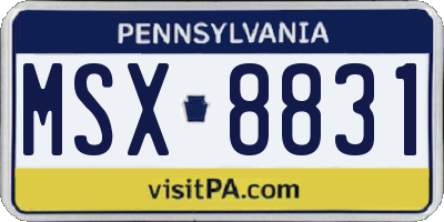 PA license plate MSX8831