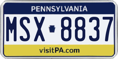 PA license plate MSX8837