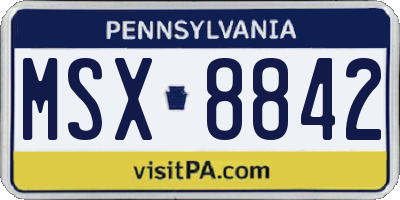 PA license plate MSX8842