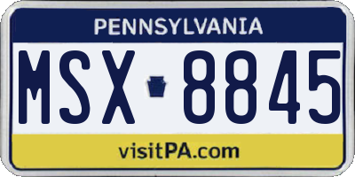PA license plate MSX8845