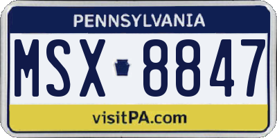 PA license plate MSX8847