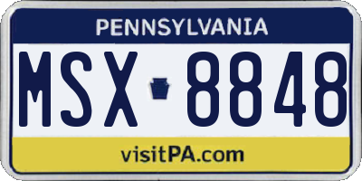 PA license plate MSX8848
