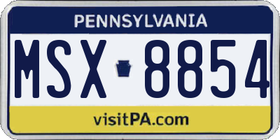 PA license plate MSX8854