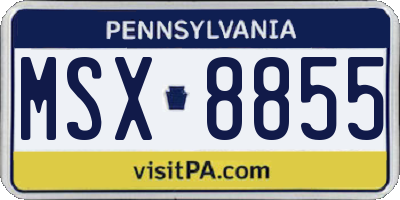 PA license plate MSX8855