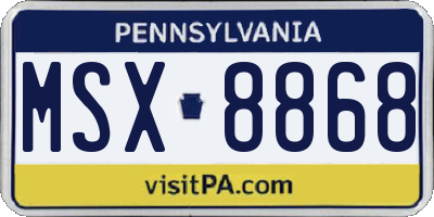 PA license plate MSX8868