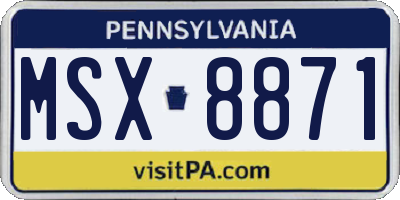 PA license plate MSX8871