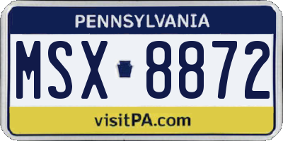 PA license plate MSX8872