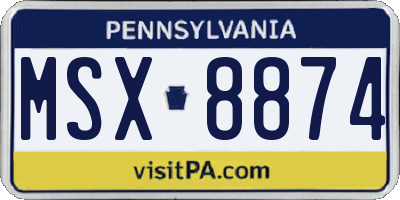PA license plate MSX8874