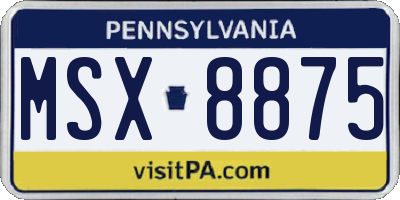 PA license plate MSX8875