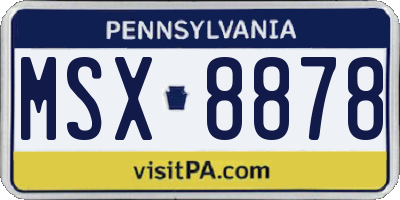 PA license plate MSX8878