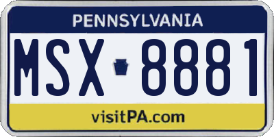 PA license plate MSX8881