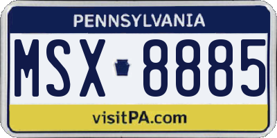 PA license plate MSX8885