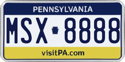 PA license plate MSX8888