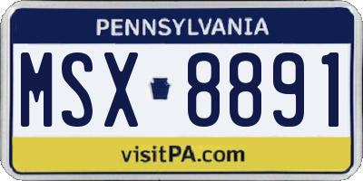 PA license plate MSX8891