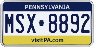 PA license plate MSX8892