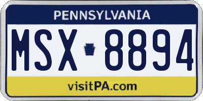 PA license plate MSX8894