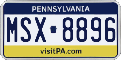 PA license plate MSX8896