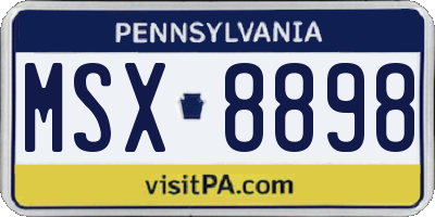 PA license plate MSX8898
