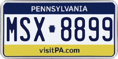 PA license plate MSX8899