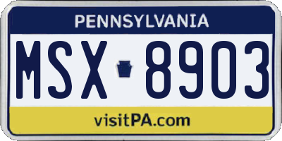 PA license plate MSX8903