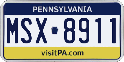 PA license plate MSX8911