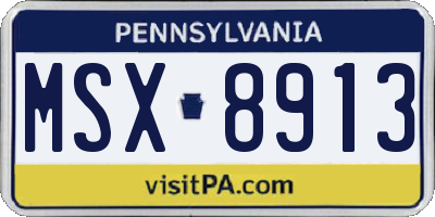 PA license plate MSX8913