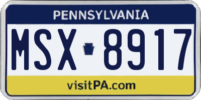 PA license plate MSX8917