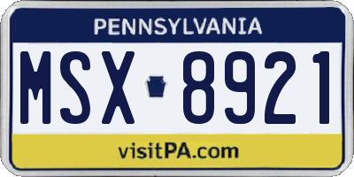 PA license plate MSX8921