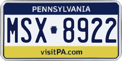 PA license plate MSX8922