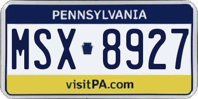 PA license plate MSX8927