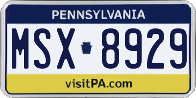 PA license plate MSX8929