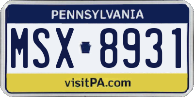 PA license plate MSX8931