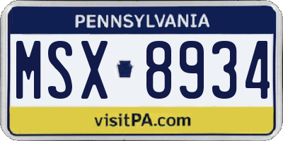 PA license plate MSX8934